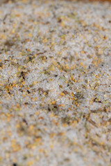 white salt with spices and seasonings, close up