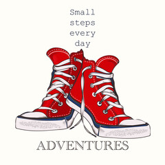 Fashion vector hand drawn sneakers adventure concep - 729595842