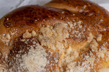 fresh white wheat bun close-up