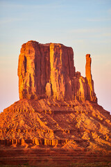 Golden Hour Glow on Monument Valley Butte and Spire