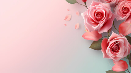 Women's Day, Valentine's Day, Mother's Day background concept, empty floral background with copy space