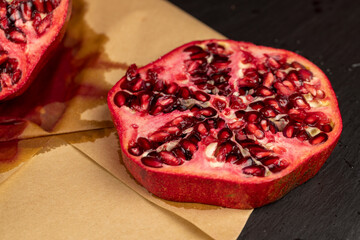 ripe red pomegranate on the table