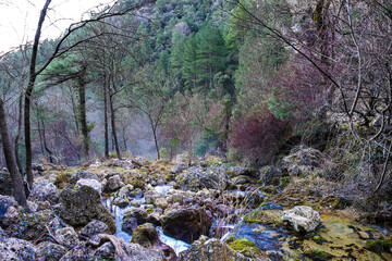 Waterfall in Nacimiento del Rio Mundo in Spain
