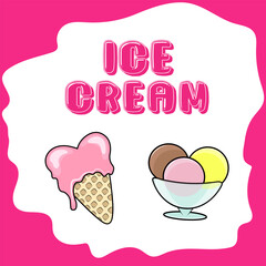 banner with ice cream hot pink