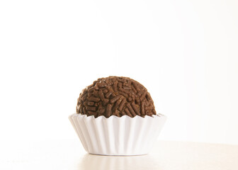 Chocolat Brigadeiro Brazilian sweet isolated on white background in front view