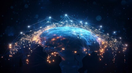 Global network connections over the globe