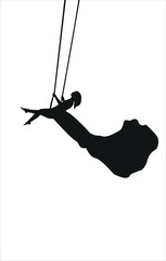 silhouette of woman swinging on swing