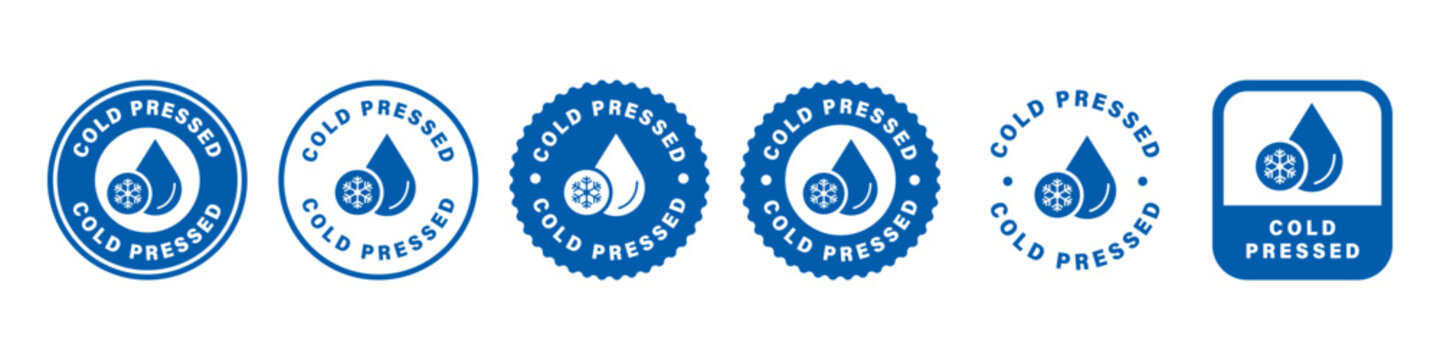 Cold Pressed - Vector labels for food product packaging.