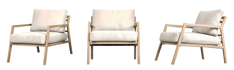 
Modern minimal armchair deco living room set cutout on transparent backgrounds 3d illustrations png