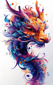 Year of the dragon Chinese new year. traditional design with colorful dragon. lunar new year concept, modern design. 