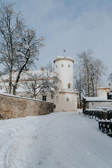 castle in the snowy city