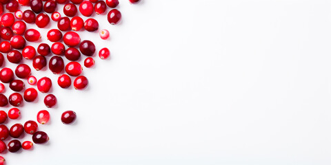Frame with fresh cranberries on a white background with space for text