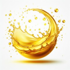 yellow oil splash isolated on white background