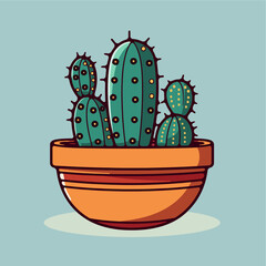 cactus succulent pot icon vector