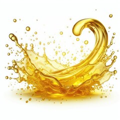 yellow oil splash isolated on white background