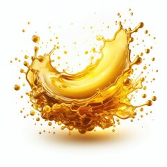 yellow oil splash isolated on white background