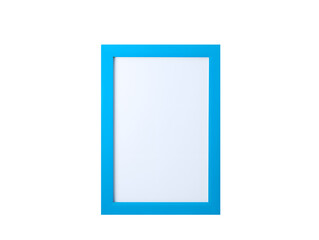 Photo of blank frame for picture or image with blue border without background. Template for mockup