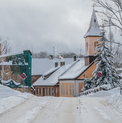 city church in the snow