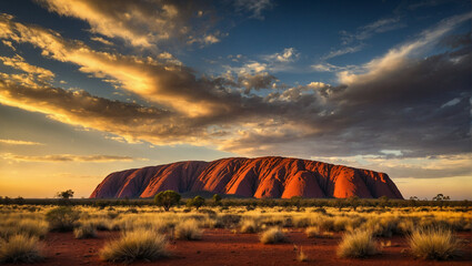 Uluru Ayers Rock Sandstone in Australia Northern Territory at Sunset