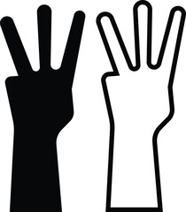 Hand gestures flat or line icon set. Included, fingers interaction, pinky swear, forefinger point, greeting, pinch, hand washing, emojis, gestures, stickers, emoticons black vector collection isolated