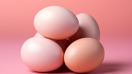 Fototapeta premium painted chicken eggs on a peach background