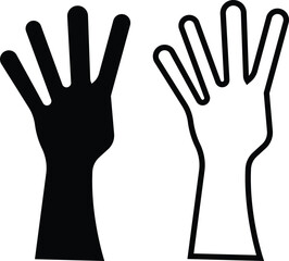 Hand gestures flat or line icon set. Included, fingers interaction, pinky swear, forefinger point, greeting, pinch, hand washing, emojis, gestures, stickers, emoticons black vector collection isolated