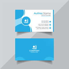 Naklejka premium Vector clean style blue color business card template design or visiting card design
