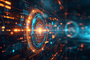  Abstract GUI design for innovation, communication concept. Ideal for tech processes, science, and educational visuals