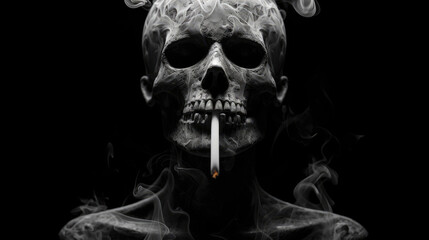 Smoking skeleton. The harm of smoking.