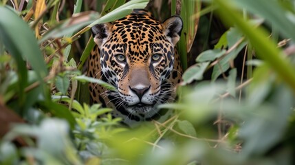 A stealthy jaguar stealthily navigating the tangled undergrowth