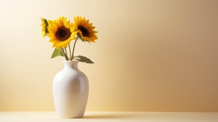 Bouquet of sunflowers in a vase on the table