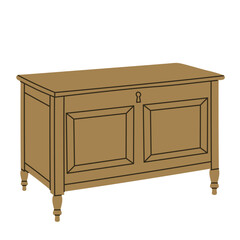 Image of a chest of drawers. Piece of furniture for storage. Furniture for bedroom, study, living room, bathroom