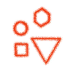 various geometric shapes with fluffy texture , isolated