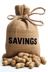 Savings Concept: Sack of Peanuts Symbolizing Financial Reserves