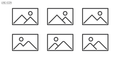 Photo gallery icons set. Image line icon. Simple set of gallery icon vector illustration. Picture vector icon set in transparent background. Gallery icon set, image, picture symbol, photo signs.