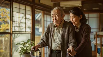 Caregiver Assisting the Elderly at Home