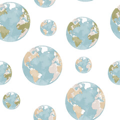 Planet Earth seamless pattern. Climate change concept. Global warming art. Environmental challenges concept art - 729605063