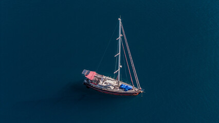 Sailing yacht aerial view