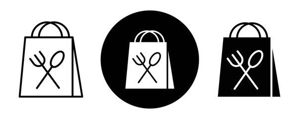 Take away food outline icon collection or set. Take away food Thin vector line art