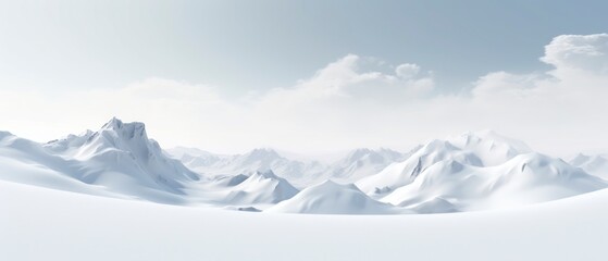 Snowy rocky mountains, minimal style.