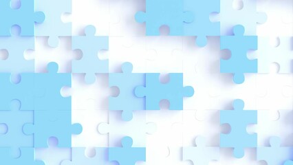 jigsaw puzzle children fun related 3d background animation loop. can be used to represent teamwork business, puzzle pattern or table game education, preschool creativity