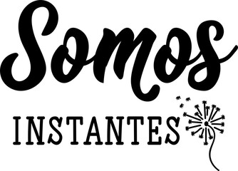 We are moments - in Spanish. Lettering. Ink illustration. Modern brush calligraphy. Somos instantes.
