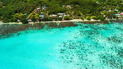 Fototapeta na wymiar Aerial Landscapes of Moorea island in French Polynesia