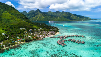 Aerial Landscapes of Moorea island in French Polynesia