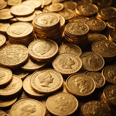 Group of gold coins business money