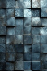 An abstract arrangement of metallic squares with a minimalist, industrial appeal
