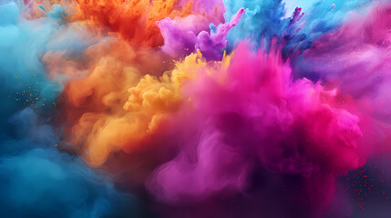 Fototapeta na wymiar Indian Happy Holi concept, colorful powder background, blue, yellow, pink