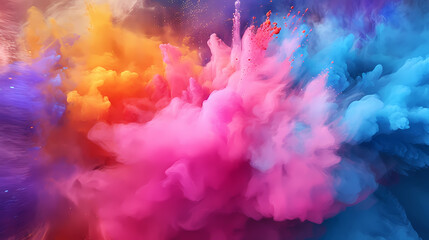 Fototapeta premium Indian Happy Holi concept, colorful powder background, blue, yellow, pink