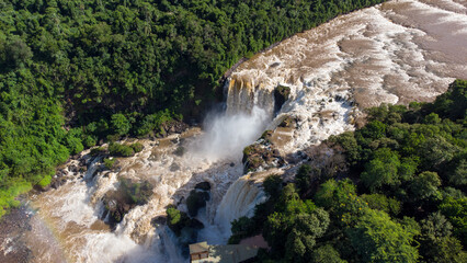 Breathtaking Aerial Panoramic view of Saltos del Monday, Paraguay