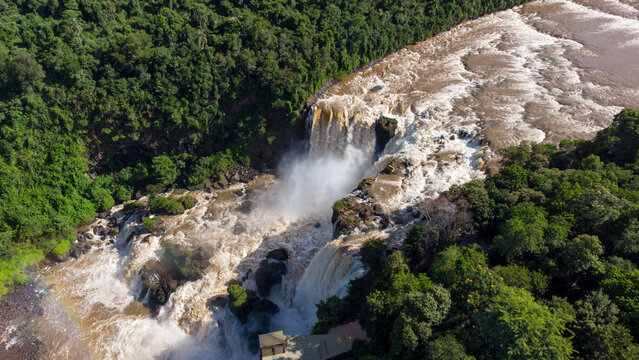 Breathtaking Aerial Panoramic view of Saltos del Monday, Paraguay